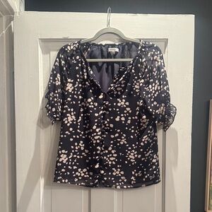 Madewell Black Blouse with Cream Pattern